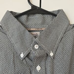 Cinch Black & White Micro Floral Button-Down Shirt